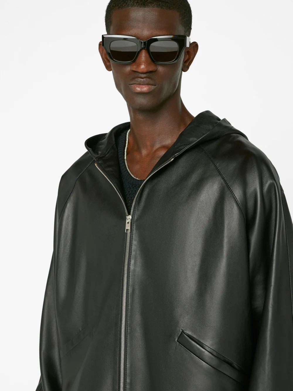 Clean Leather Hoodie -- Noir