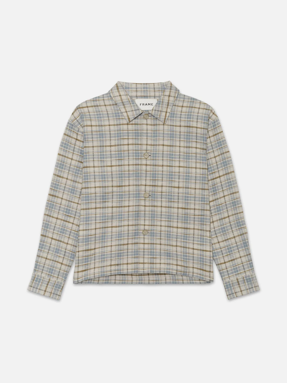 Relaxed Plaid Shirt Jacket -- Light Blue Plaid