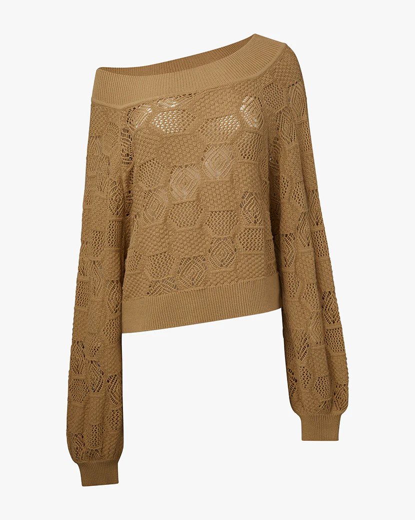 One Shoulder Crochet Sweater