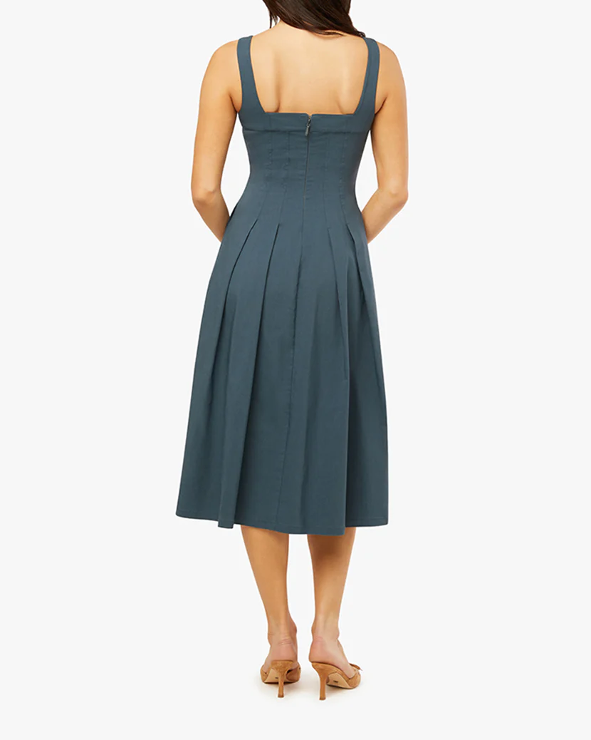 Corset Pleated Midi Dress