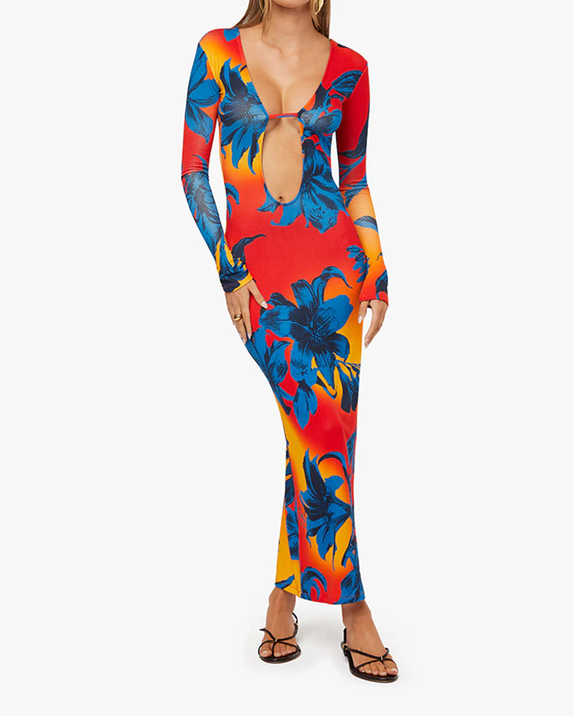 Open Back Knit Maxi Dress