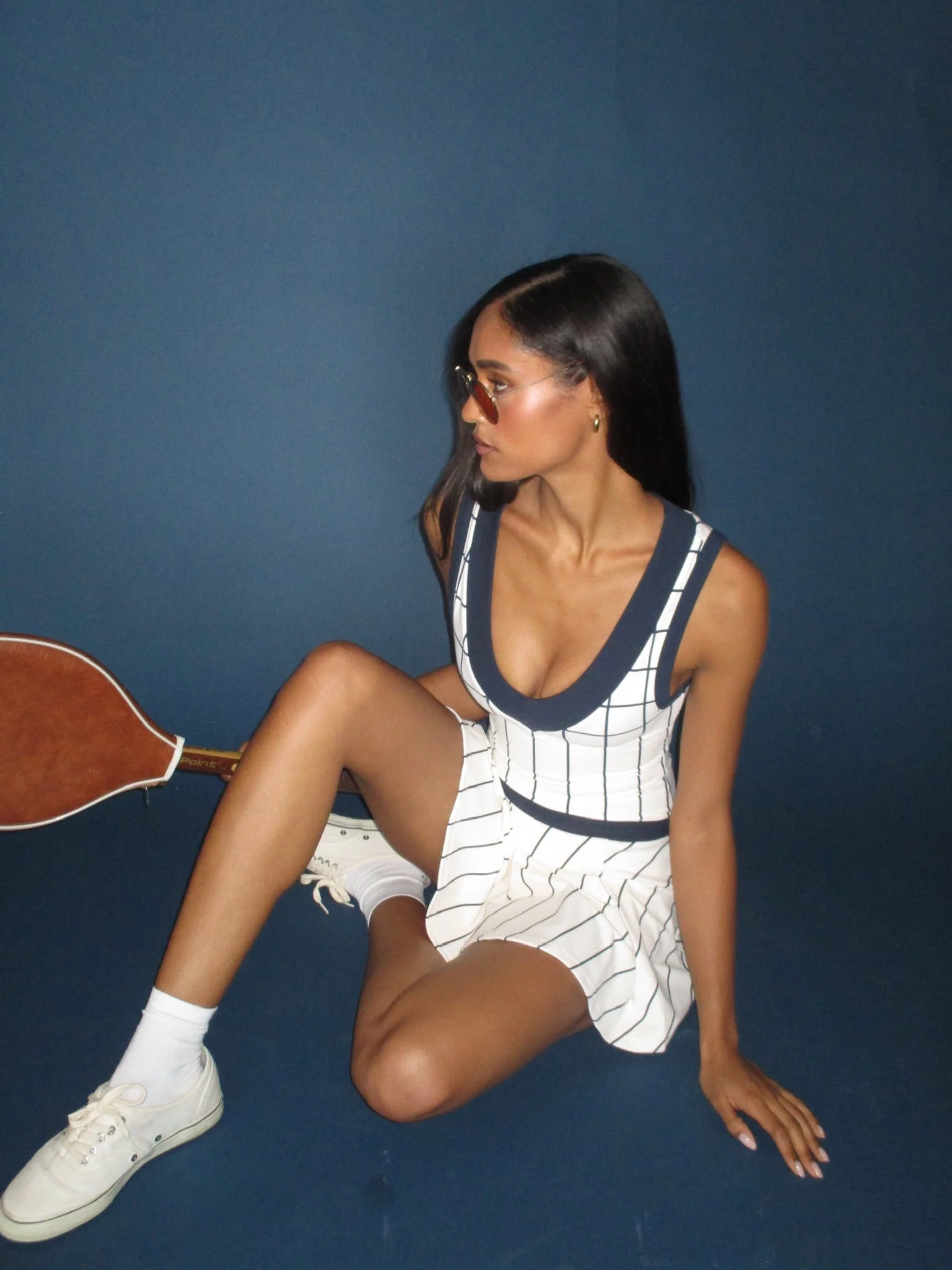 V-neck Pleated Dress