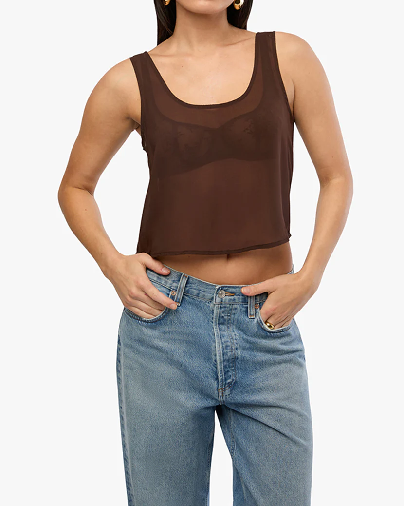 Square Neck Chiffon Tank