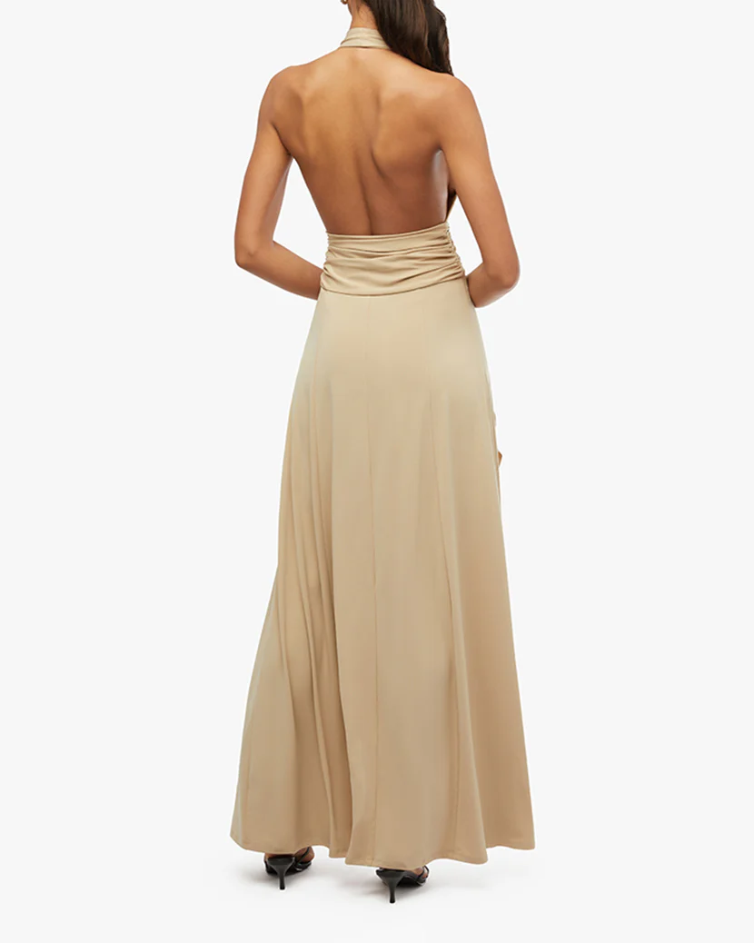 Halter Ruffle Maxi Dress