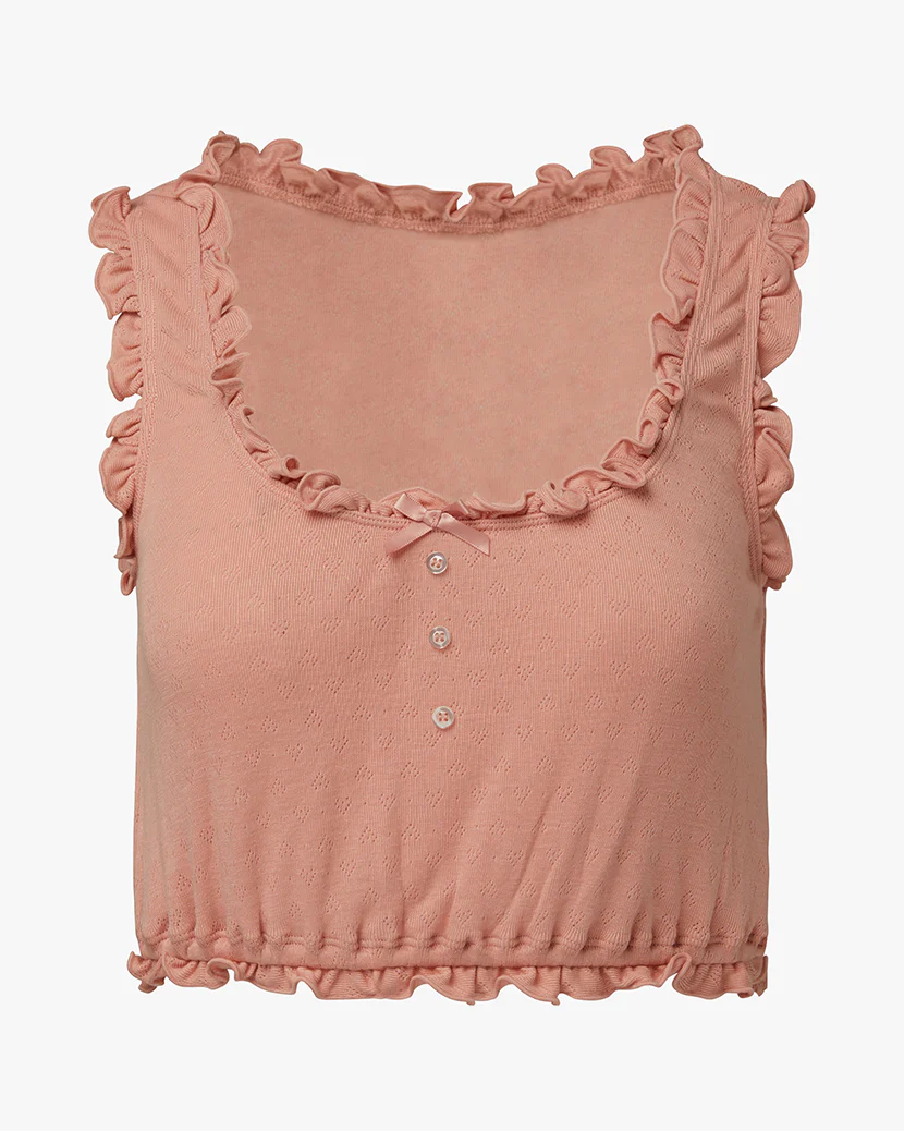 Pointelle Ruffle Tank