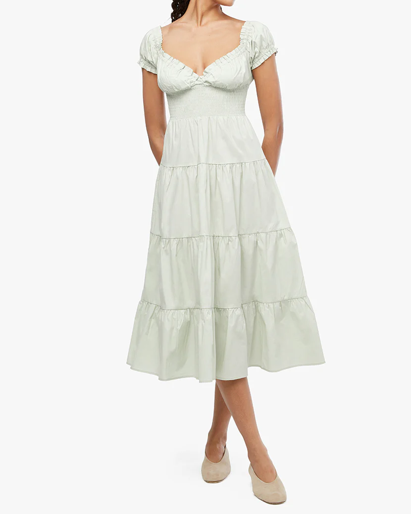 Puff Sleeve Smocked Midi Dress