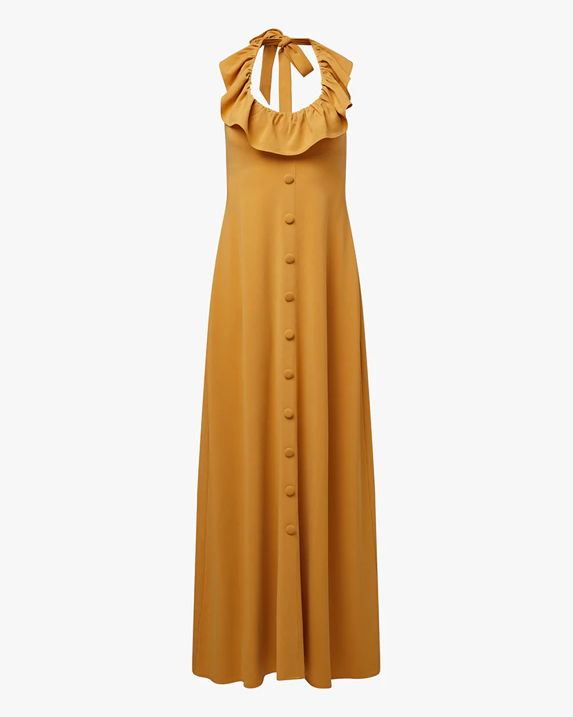 Ruffle Halter Midi Dress