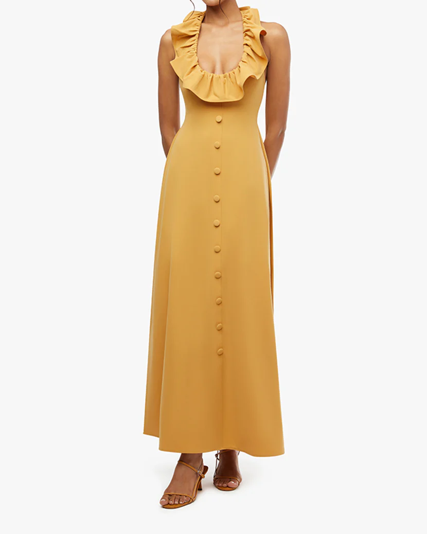 Ruffle Halter Midi Dress