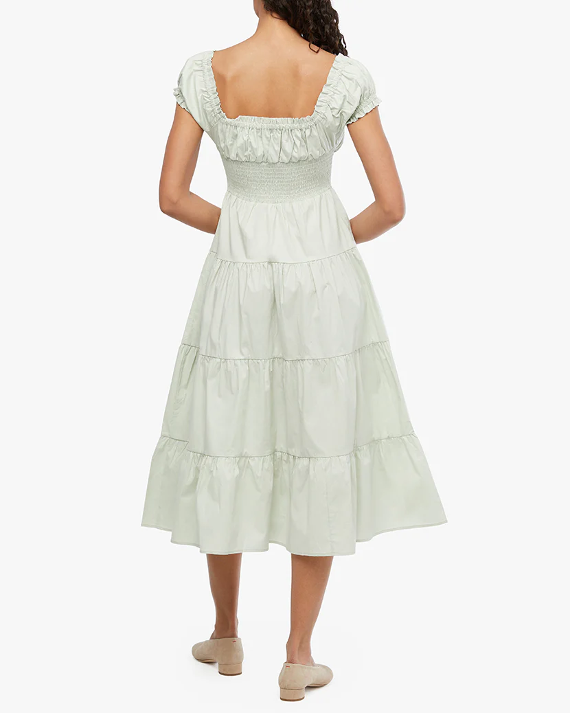 Puff Sleeve Smocked Midi Dress