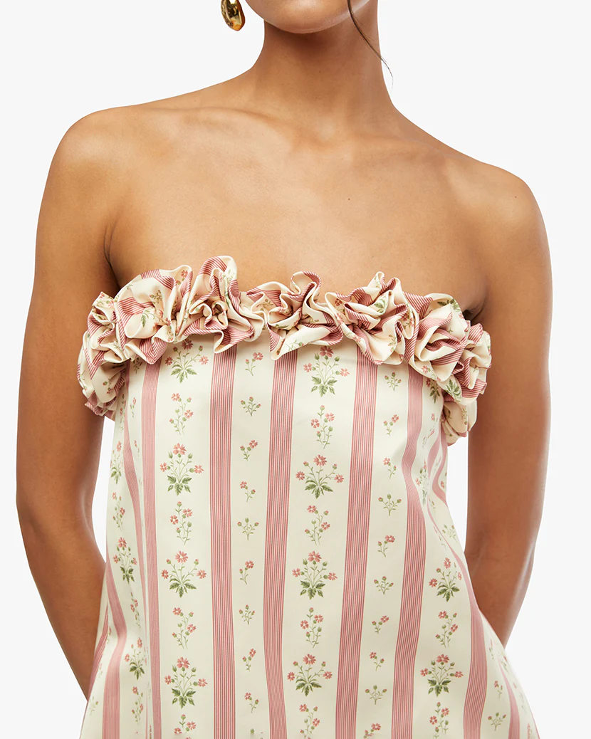 Strapless A-line Rose Mini Dress