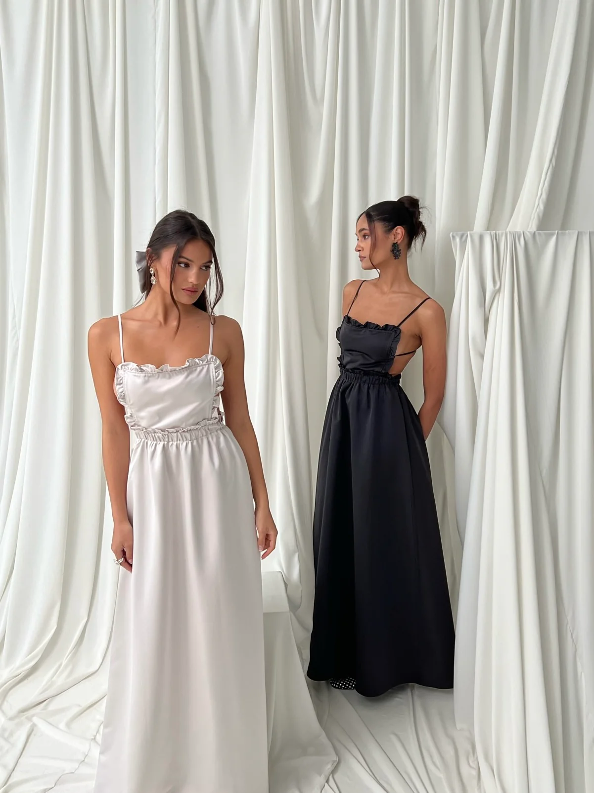 Ruffle Bib Maxi Dress