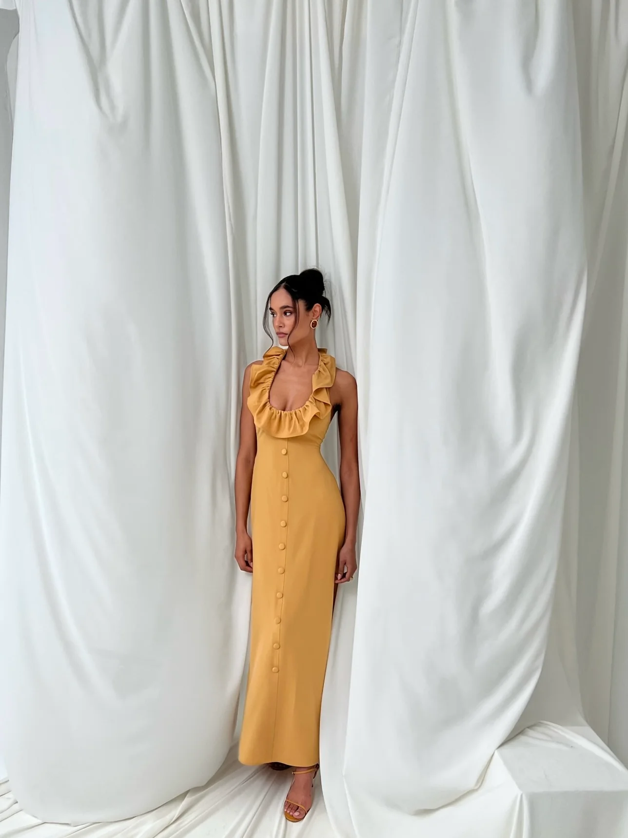 Ruffle Halter Midi Dress