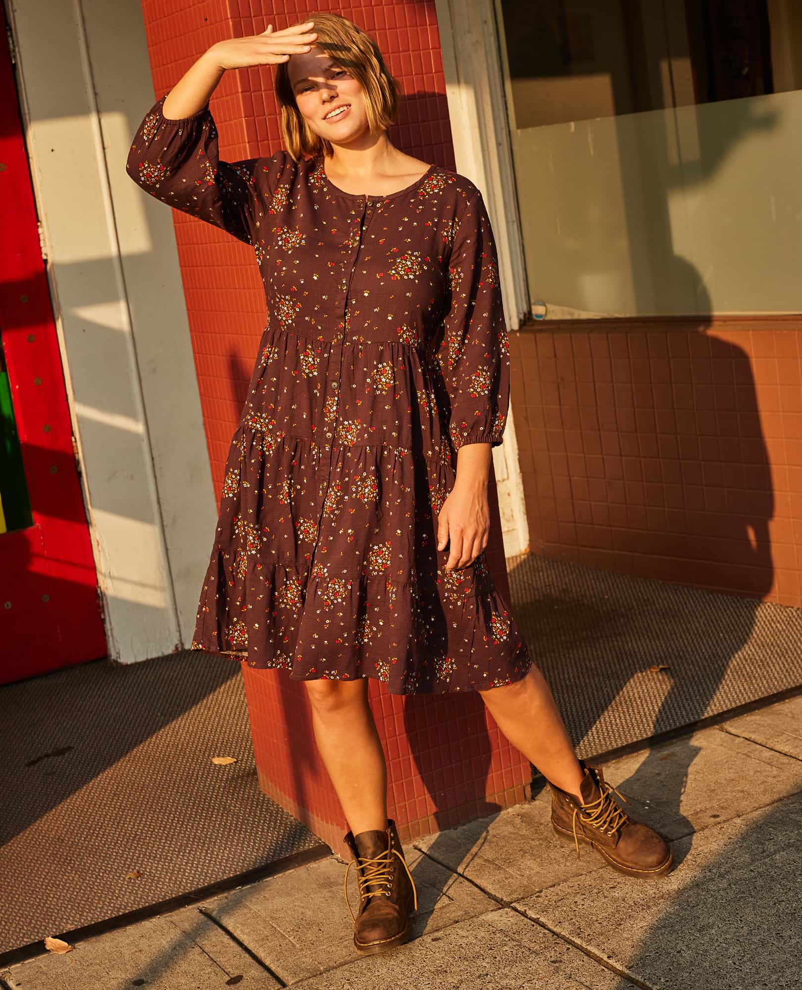 Manzana Tiered Long Sleeve Dress