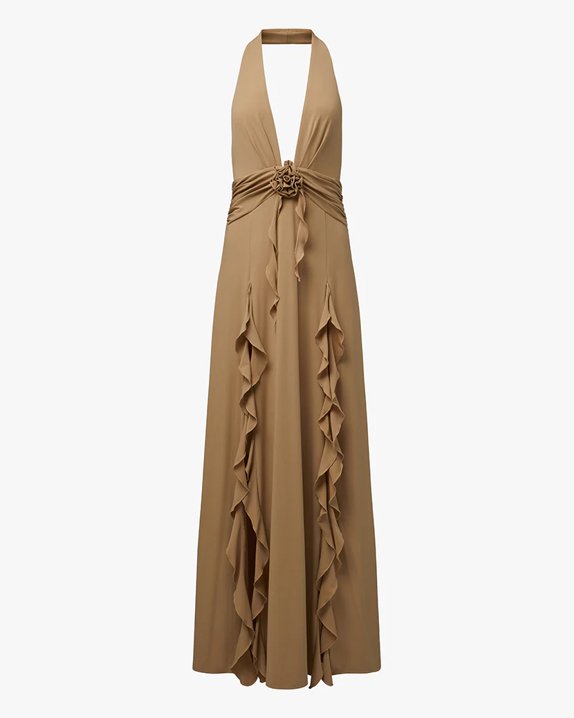 Halter Ruffle Maxi Dress