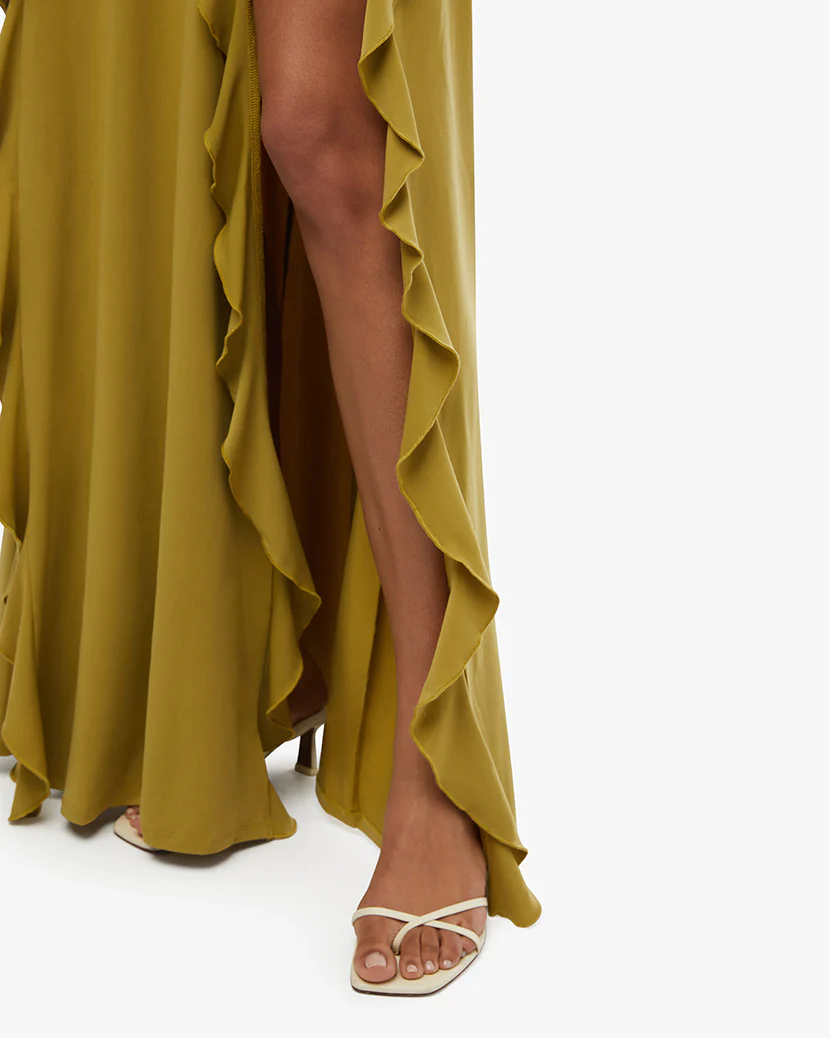 Halter Ruffle Maxi Dress