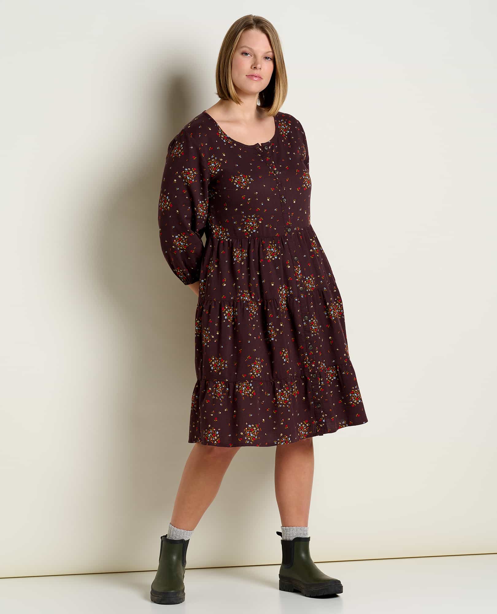 Manzana Tiered Long Sleeve Dress