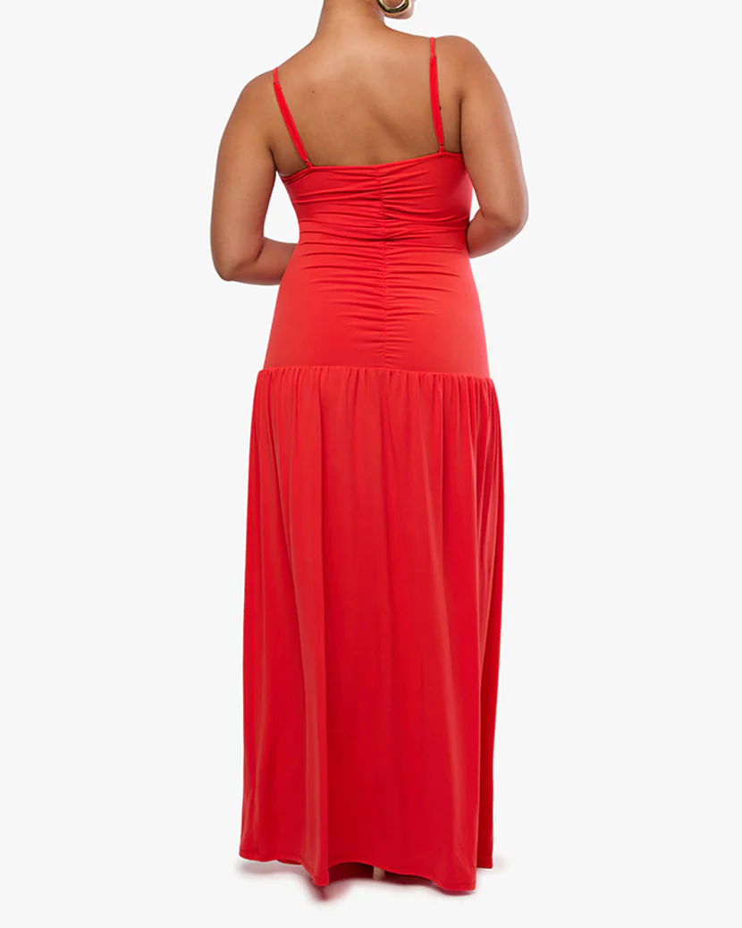 Ruched Front Scoop Maxi Dress