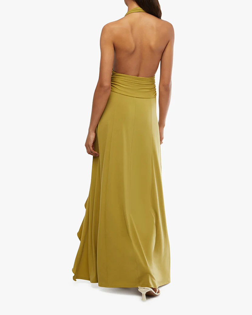 Halter Ruffle Maxi Dress