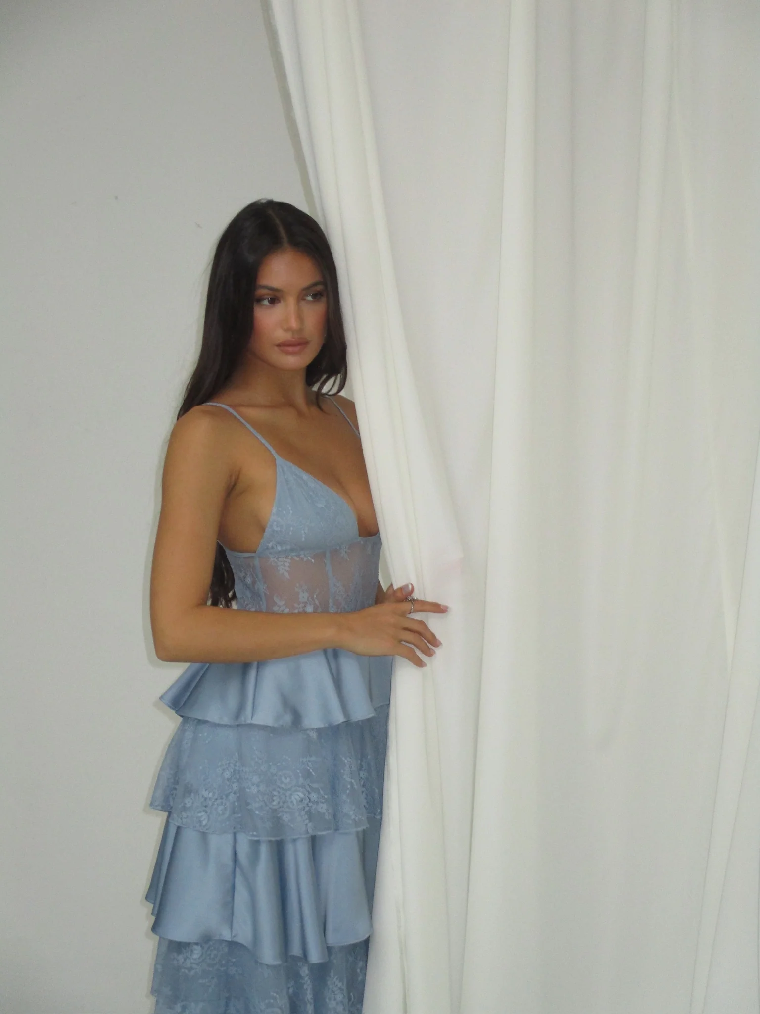 Tiered Lace Midi Dress