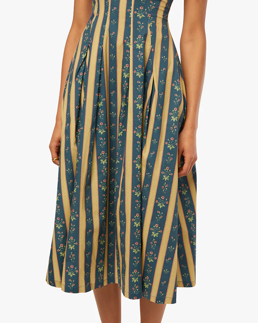 Corset Pleated Midi Dress