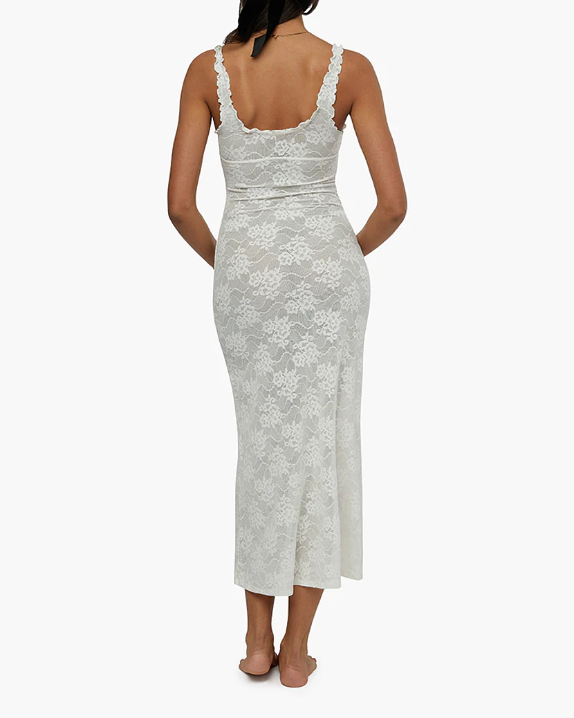 Lace Rosette Midi Dress