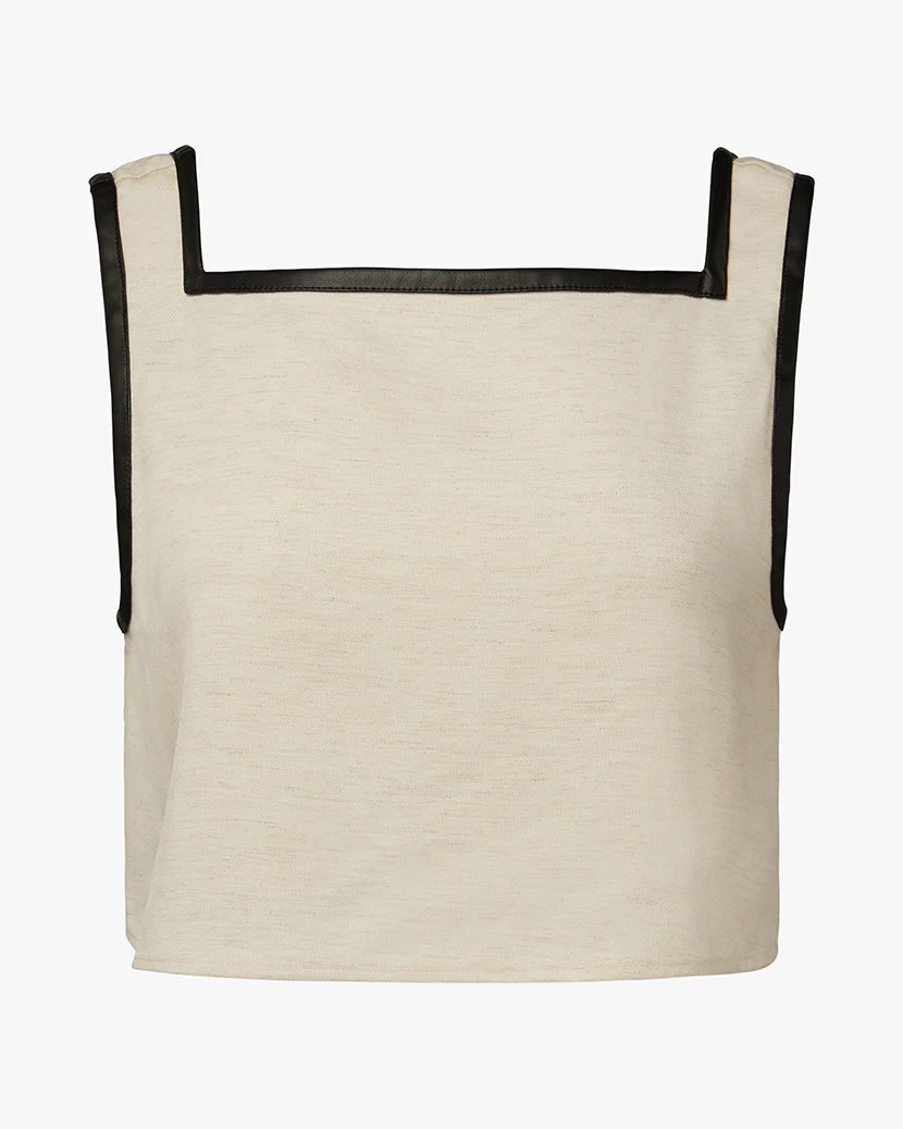 Leather Trim Cropped Top