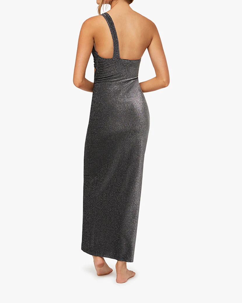 Ruched Asymmetrical Knit Maxi Dress