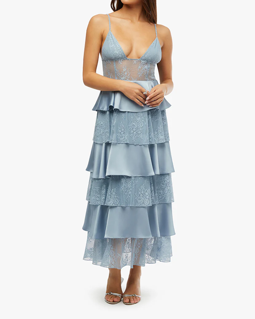 Tiered Lace Midi Dress