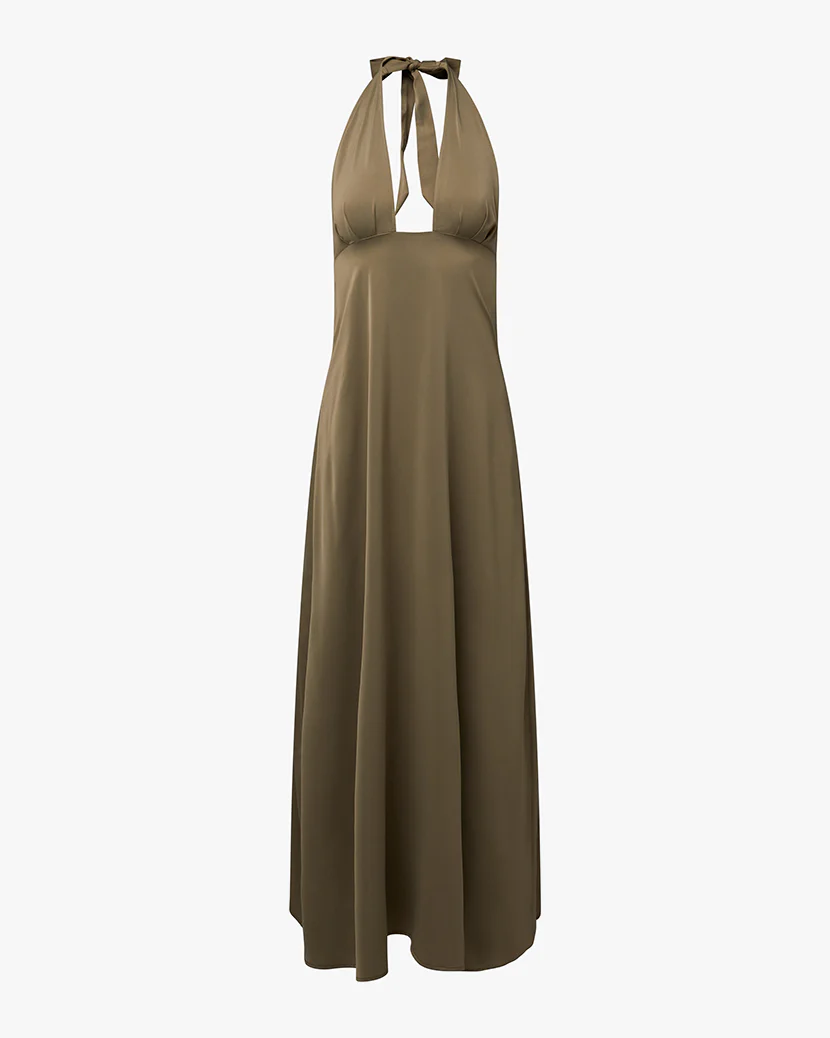 Halter Deep V Maxi Dress