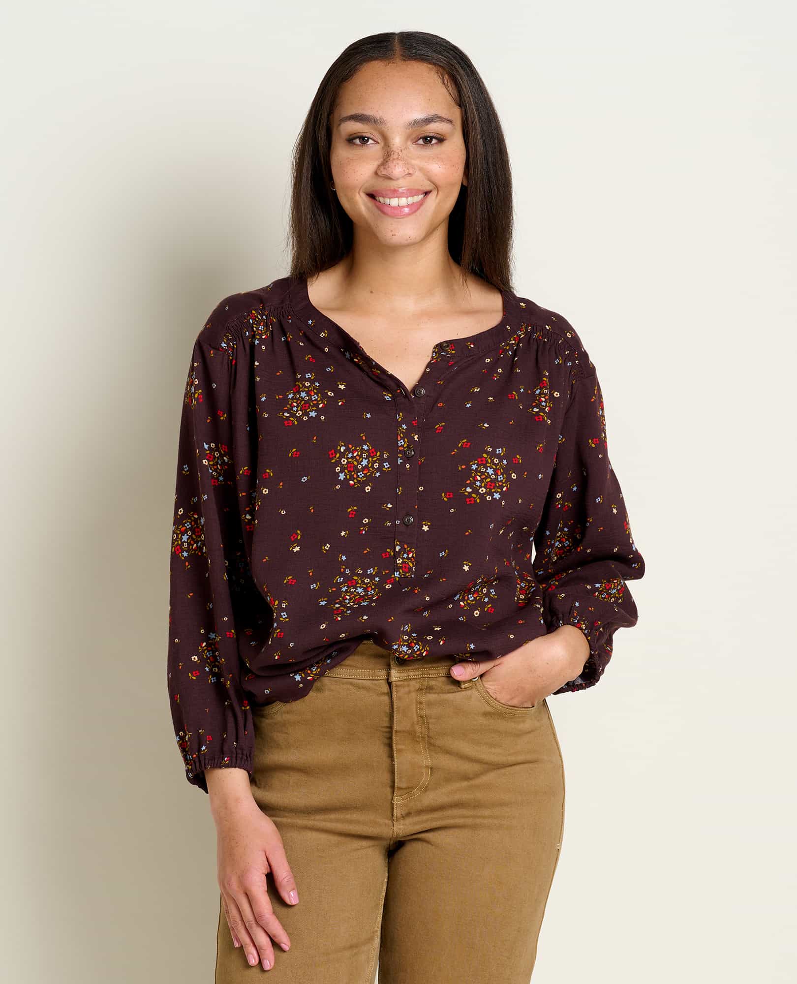 Manzana Long Sleeve Peasant Top