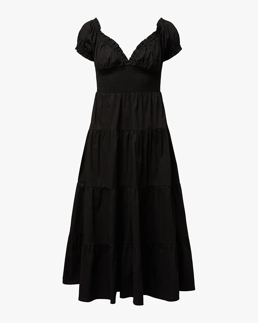 Puff Sleeve Smocked Midi Dress