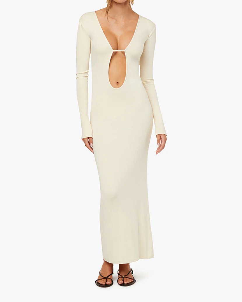 Open Back Knit Maxi Dress