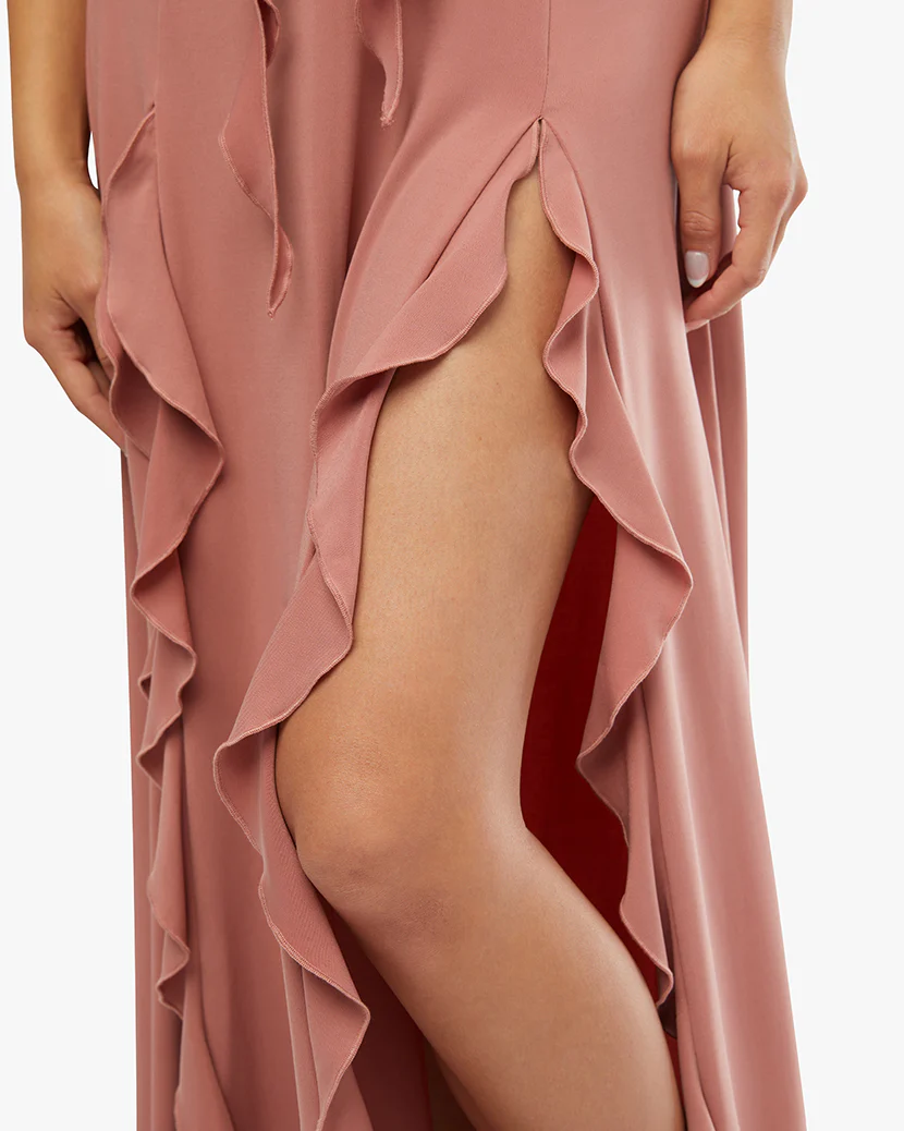 Halter Ruffle Maxi Dress