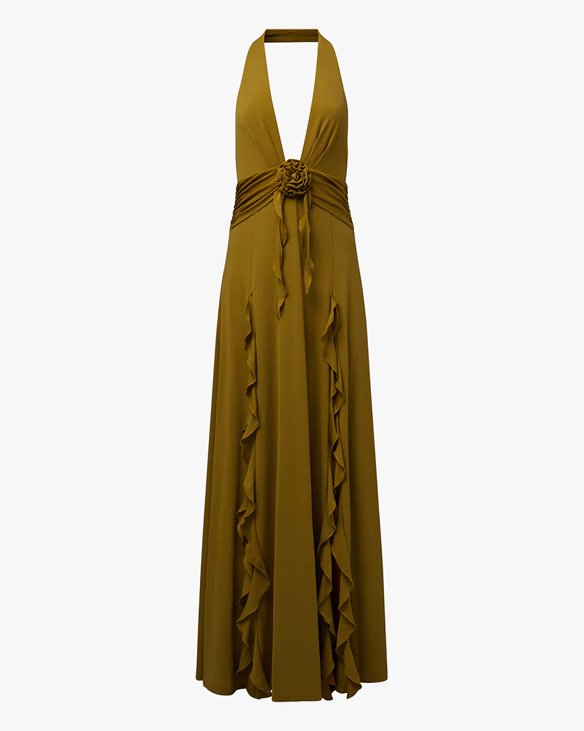 Halter Ruffle Maxi Dress