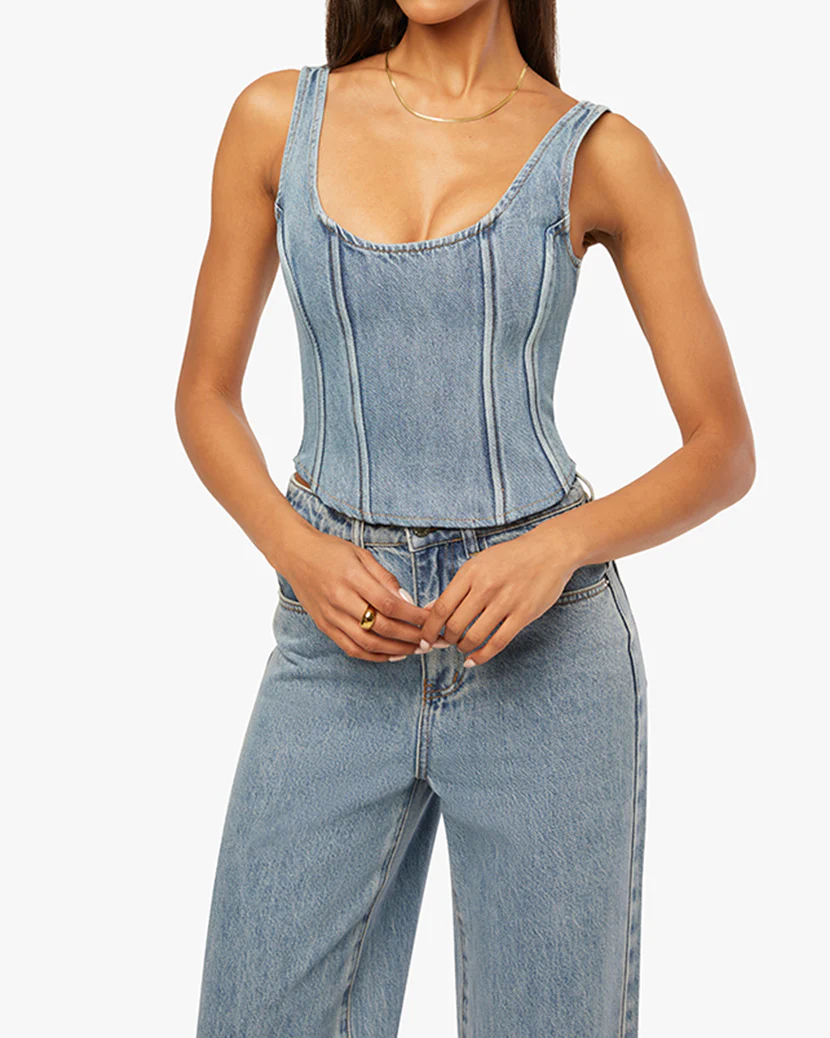 Denim Scoop Corset