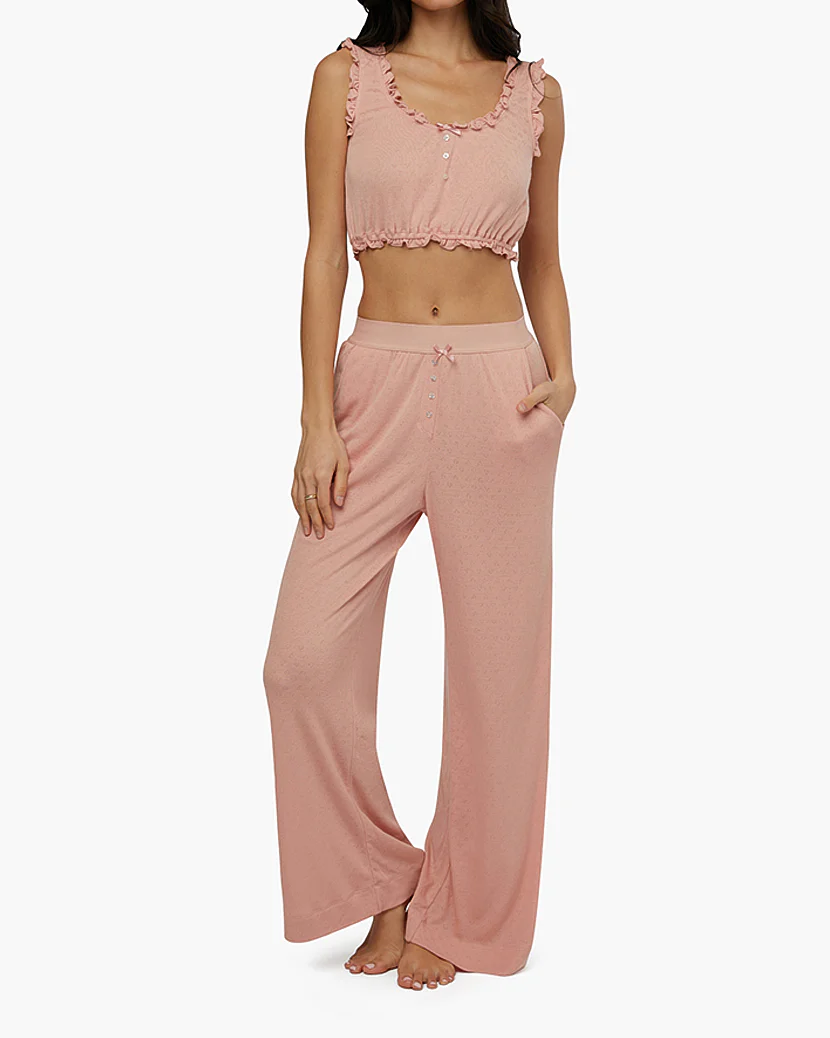 Pointelle Wide Leg Pant