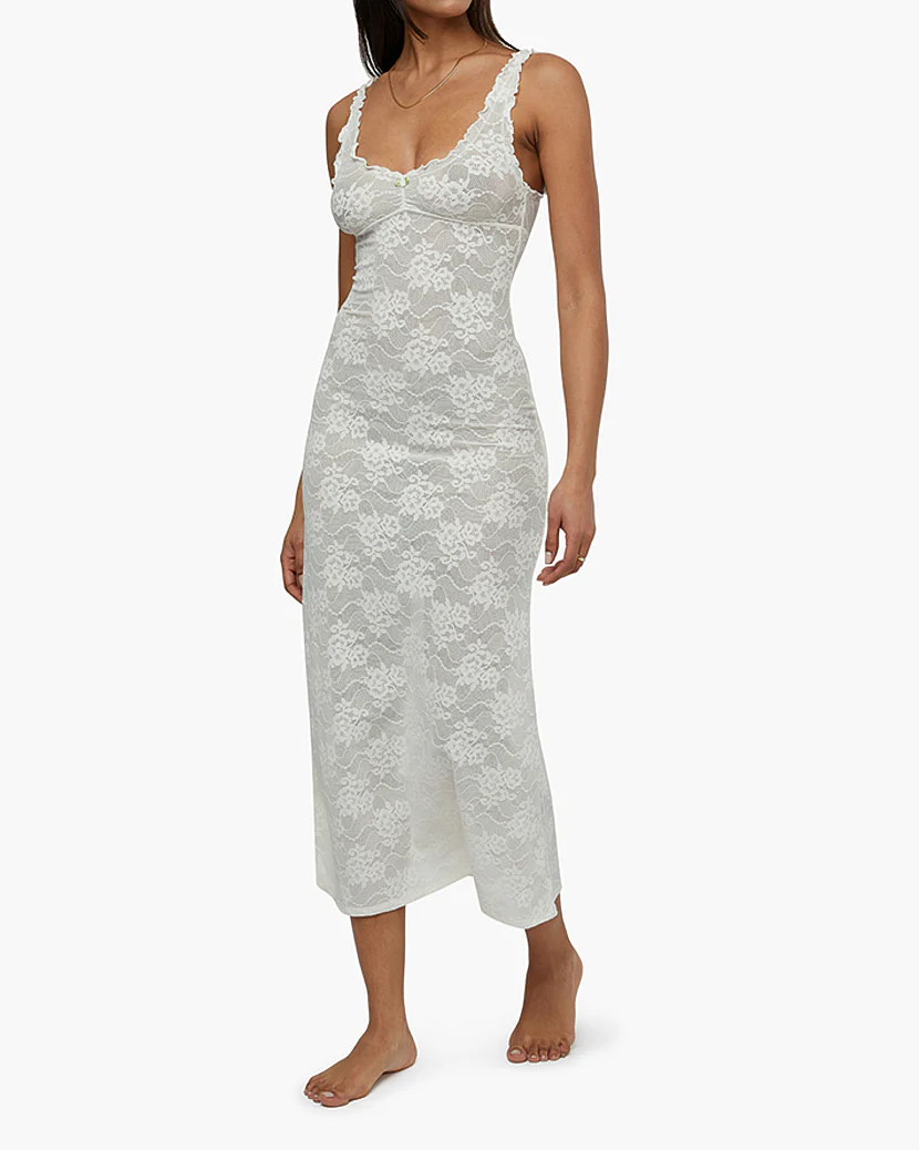 Lace Rosette Midi Dress