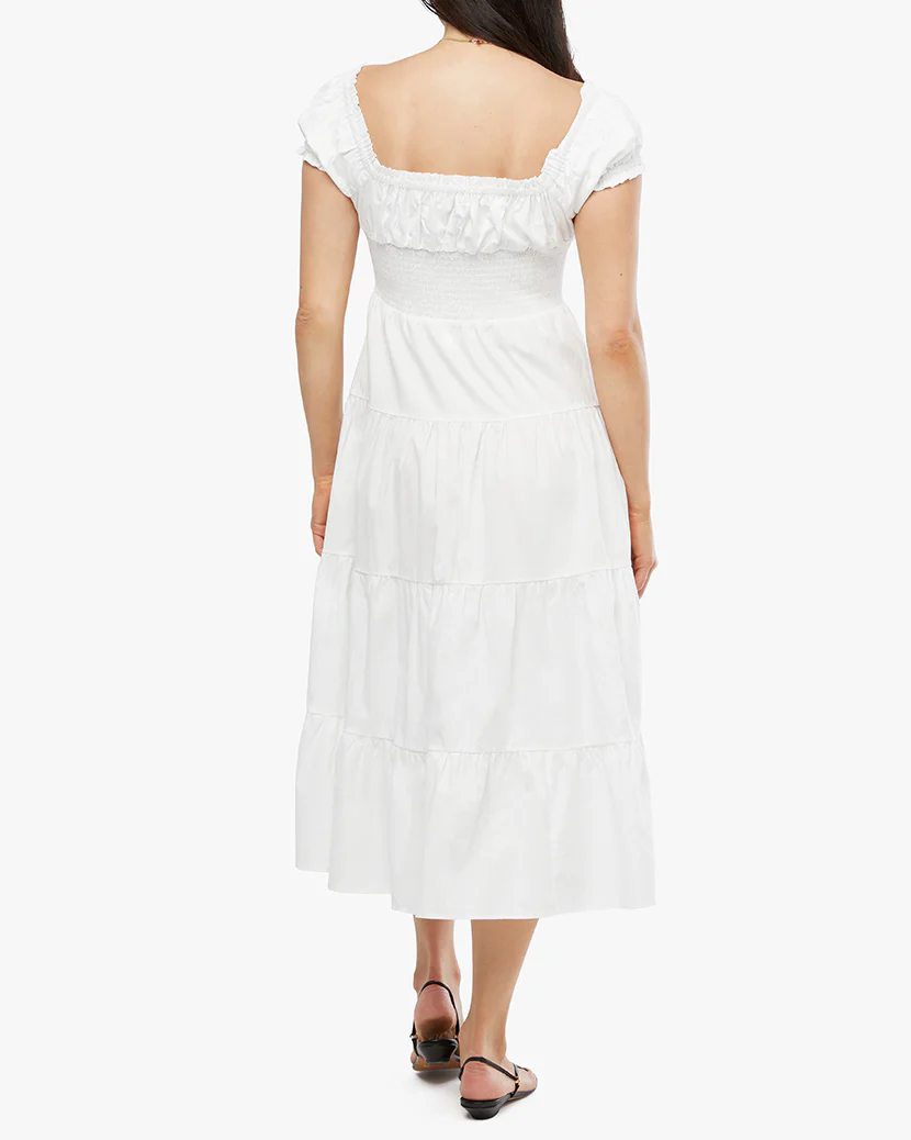 Puff Sleeve Smocked Midi Dress