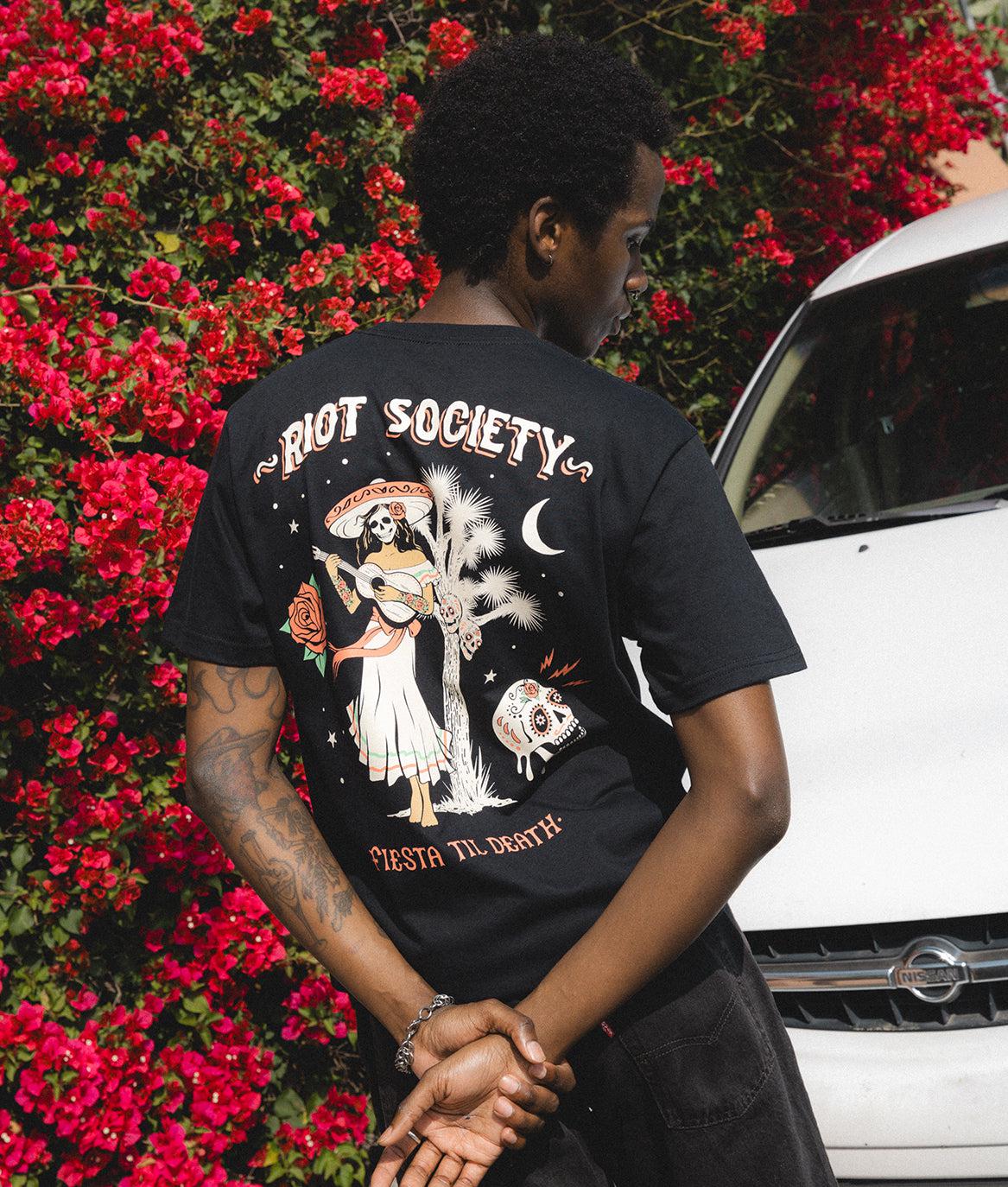 Fiesta Til Death Skull Mens T-Shirt