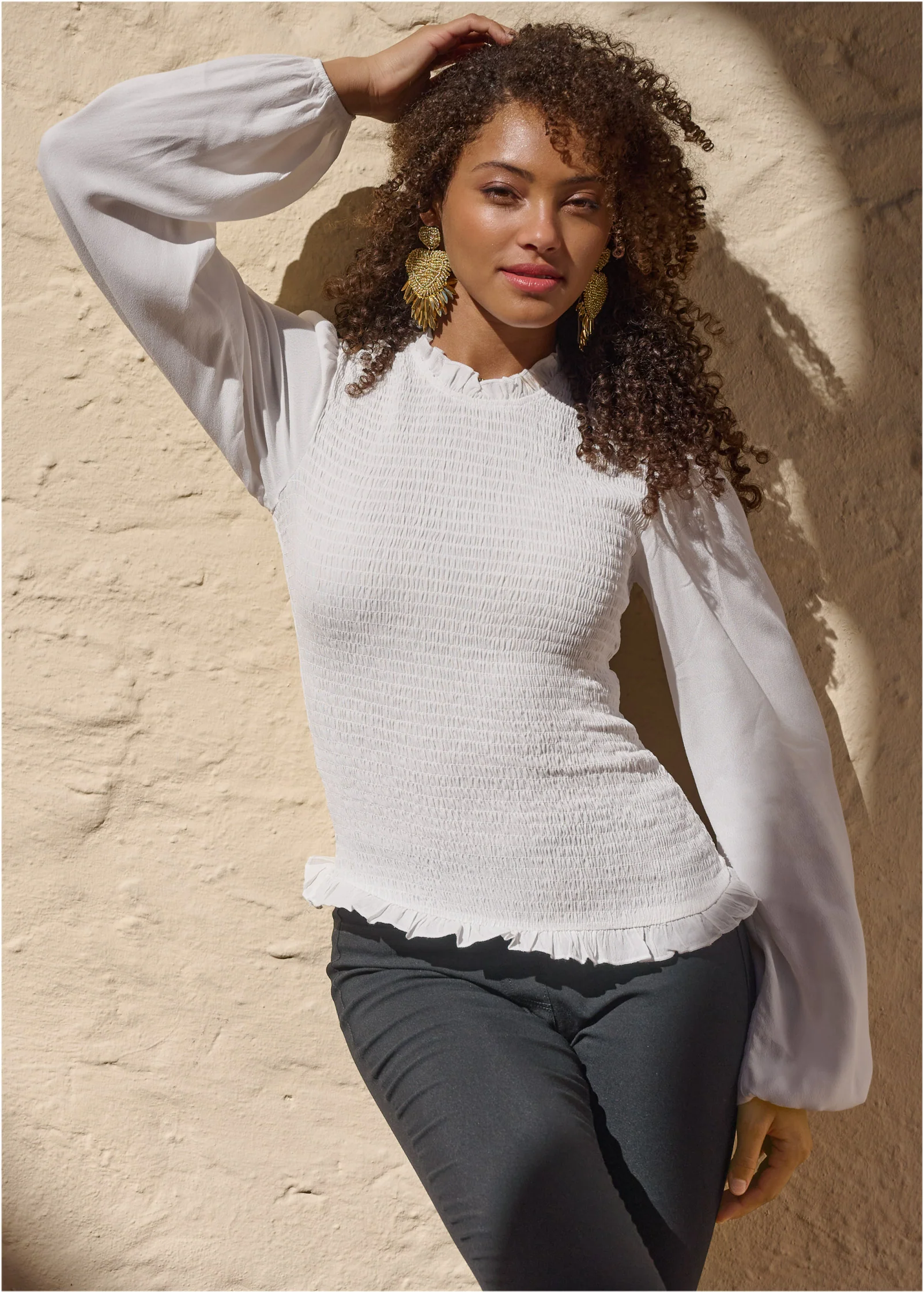 Balloon sleeve blouse - White