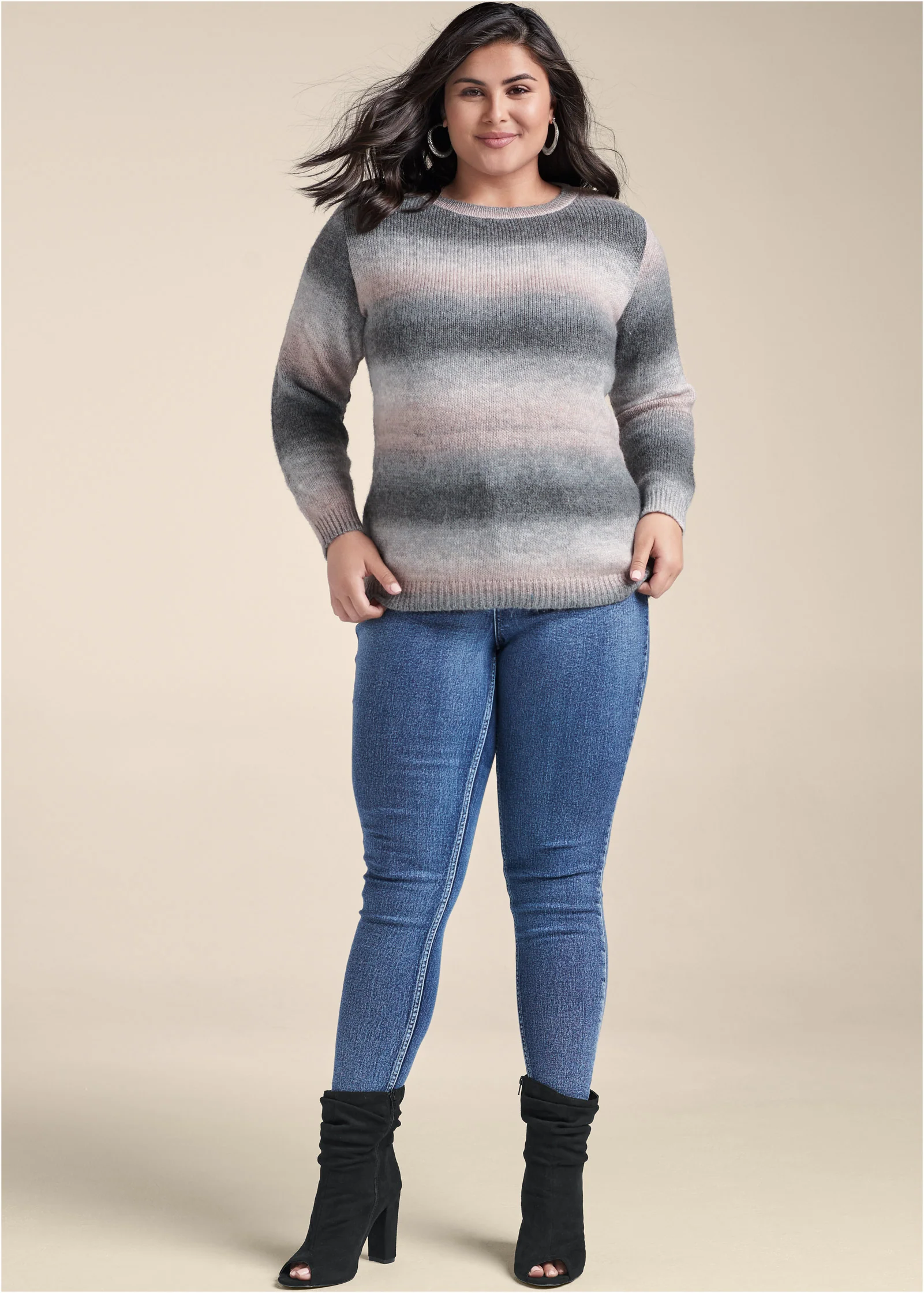 Ombre stripe sweater - Pink & Black