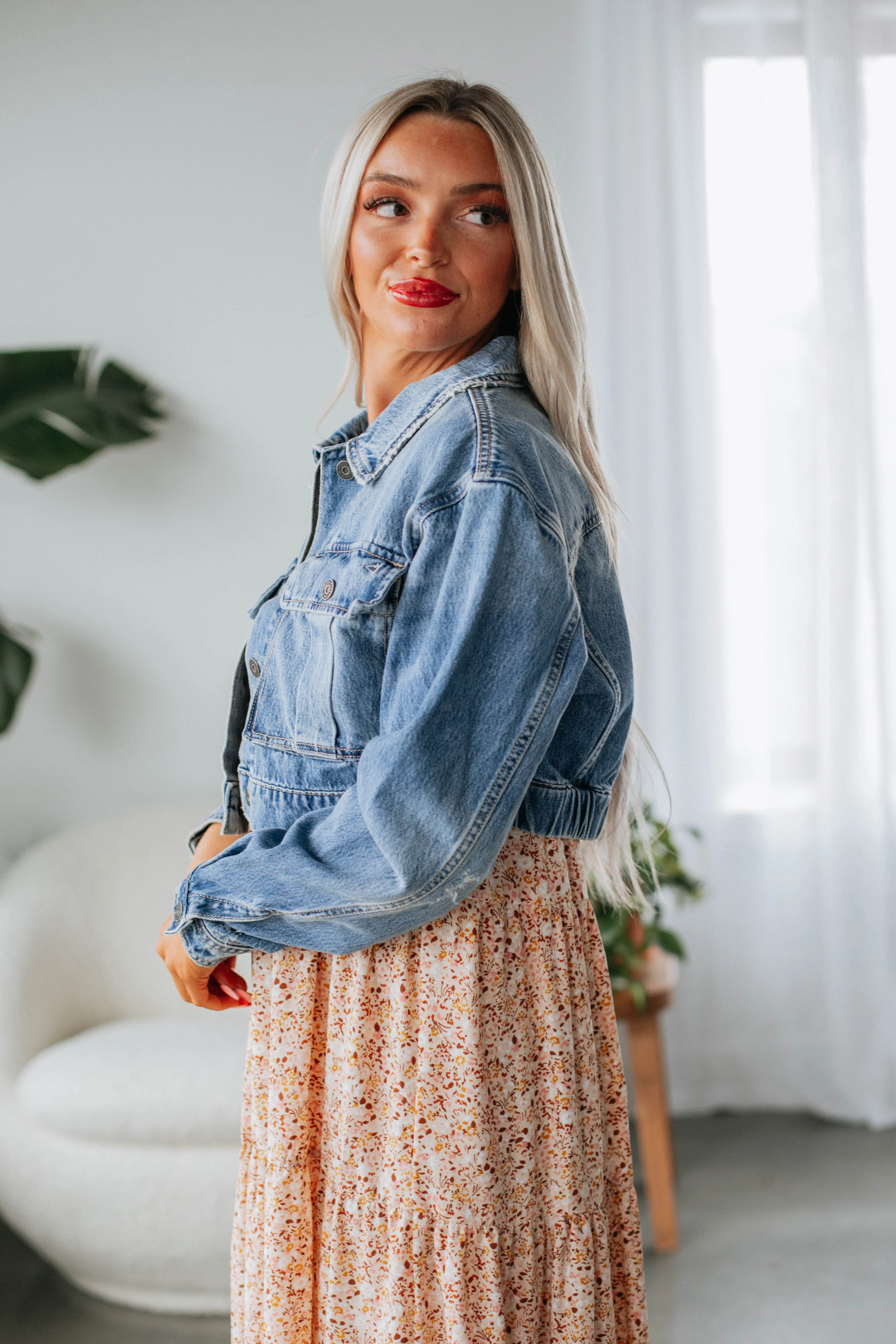 Desi Hidden Denim Jacket - Medium Wash