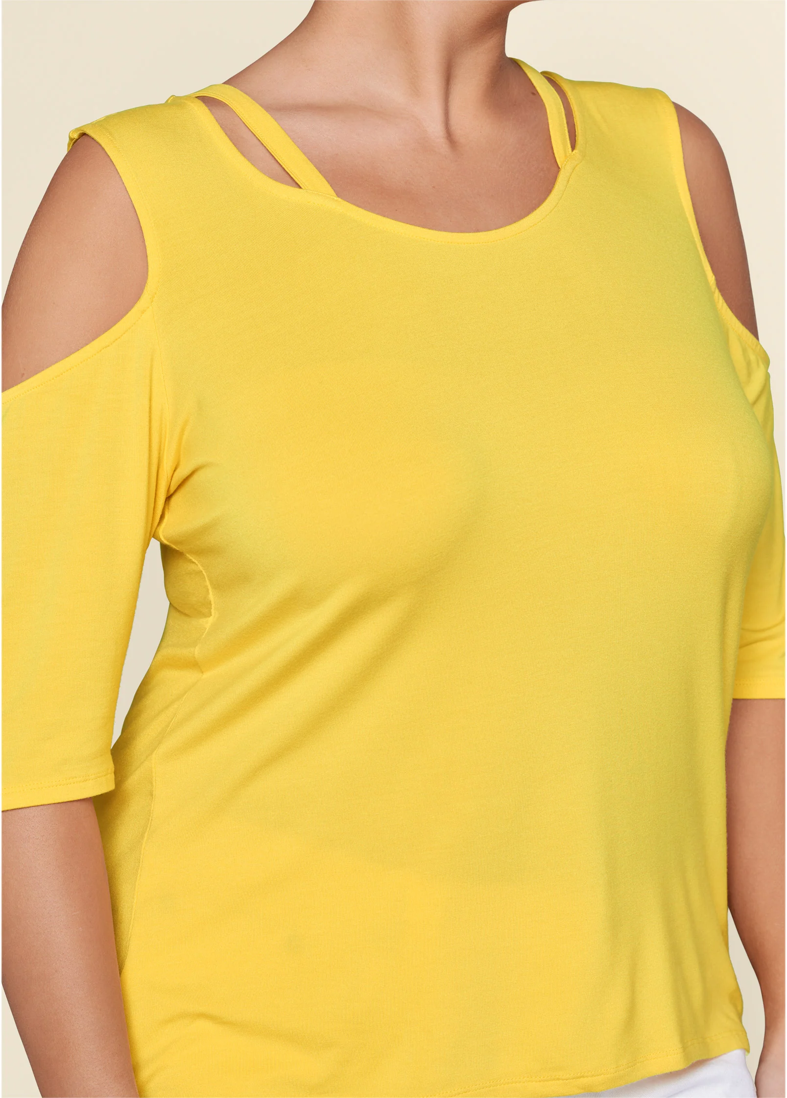 Strappy cold-shoulder top - Yellow