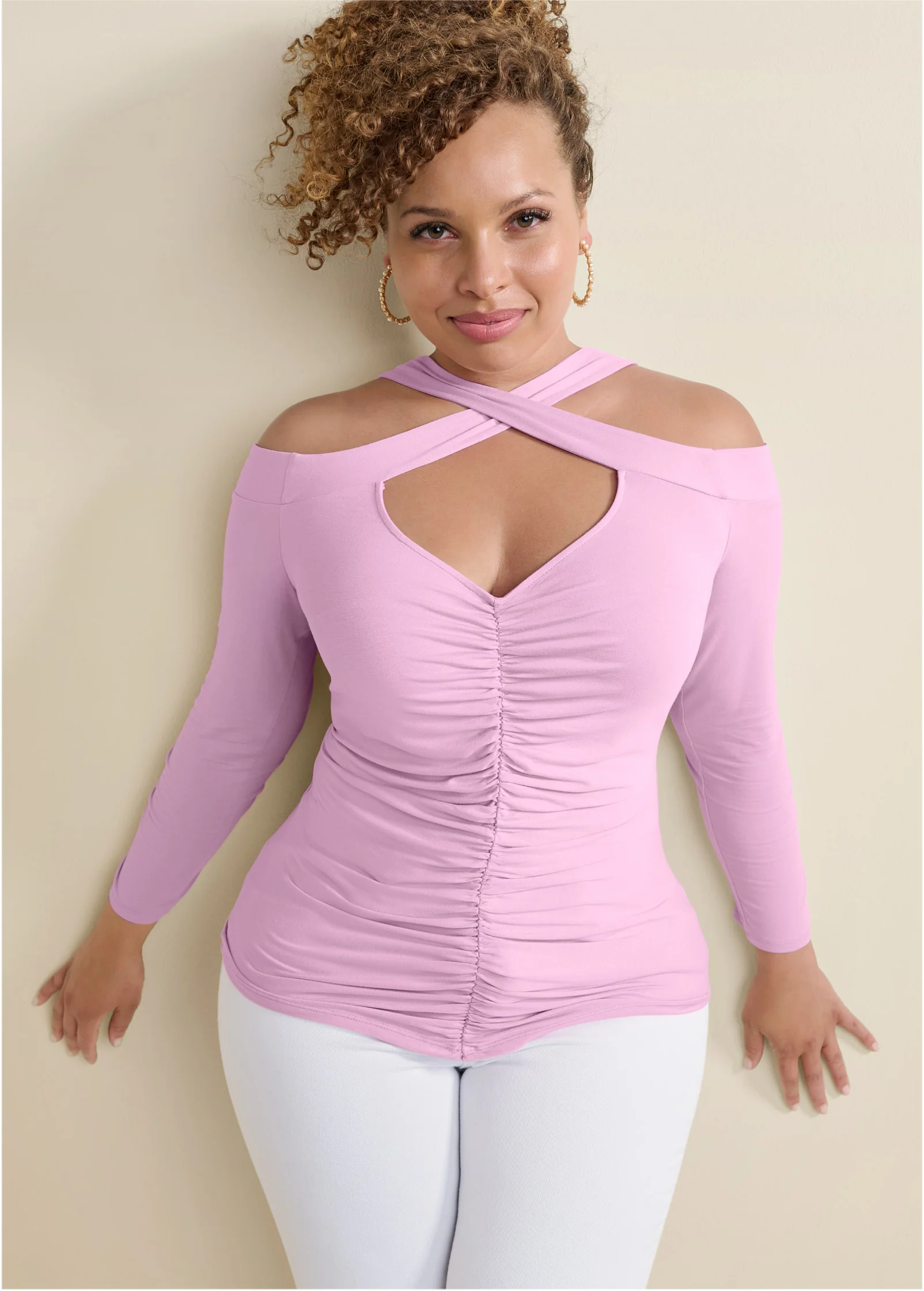 Cold-shoulder cut out top - Lavender