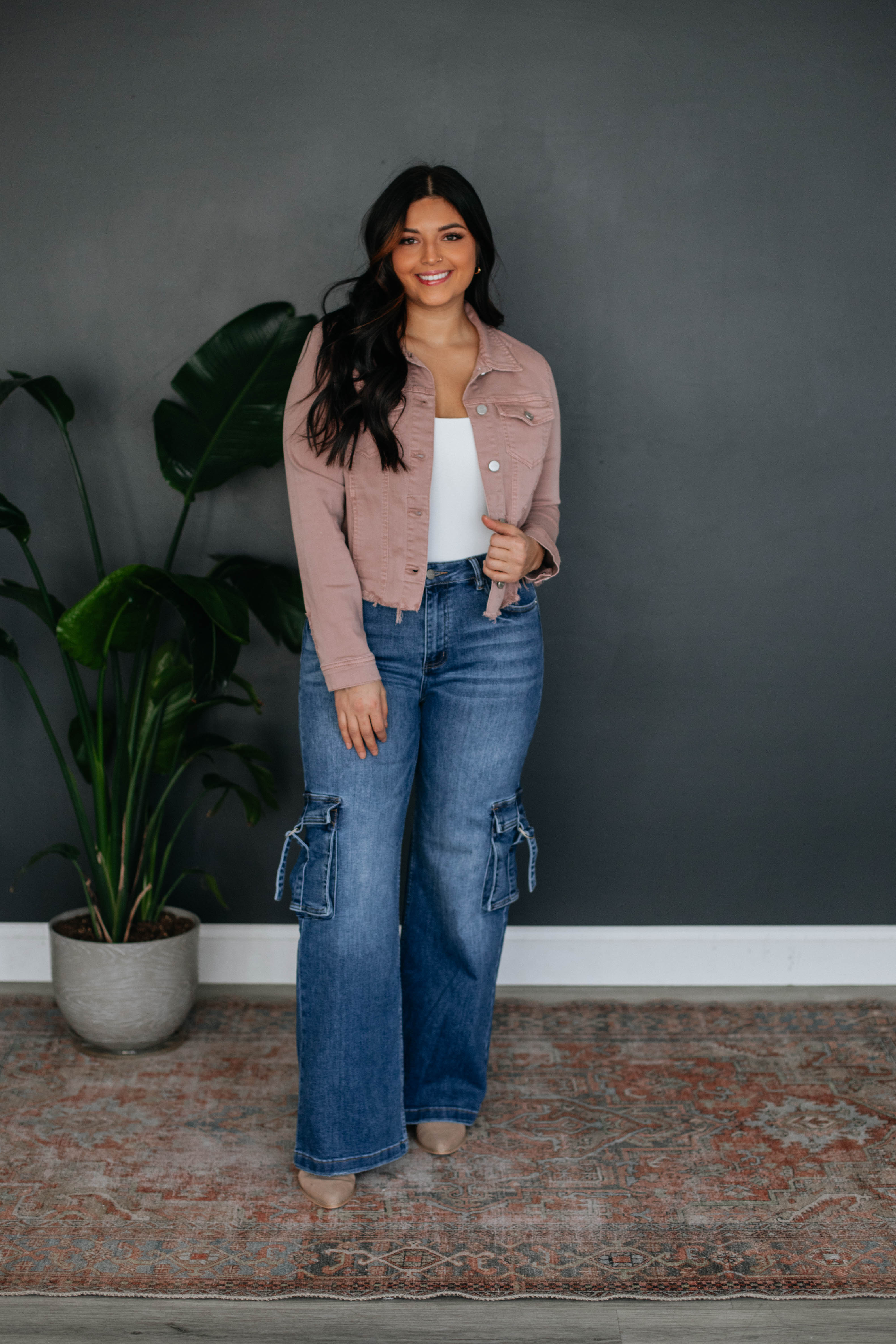 Gemma Risen Denim Jacket - Dusty Mauve