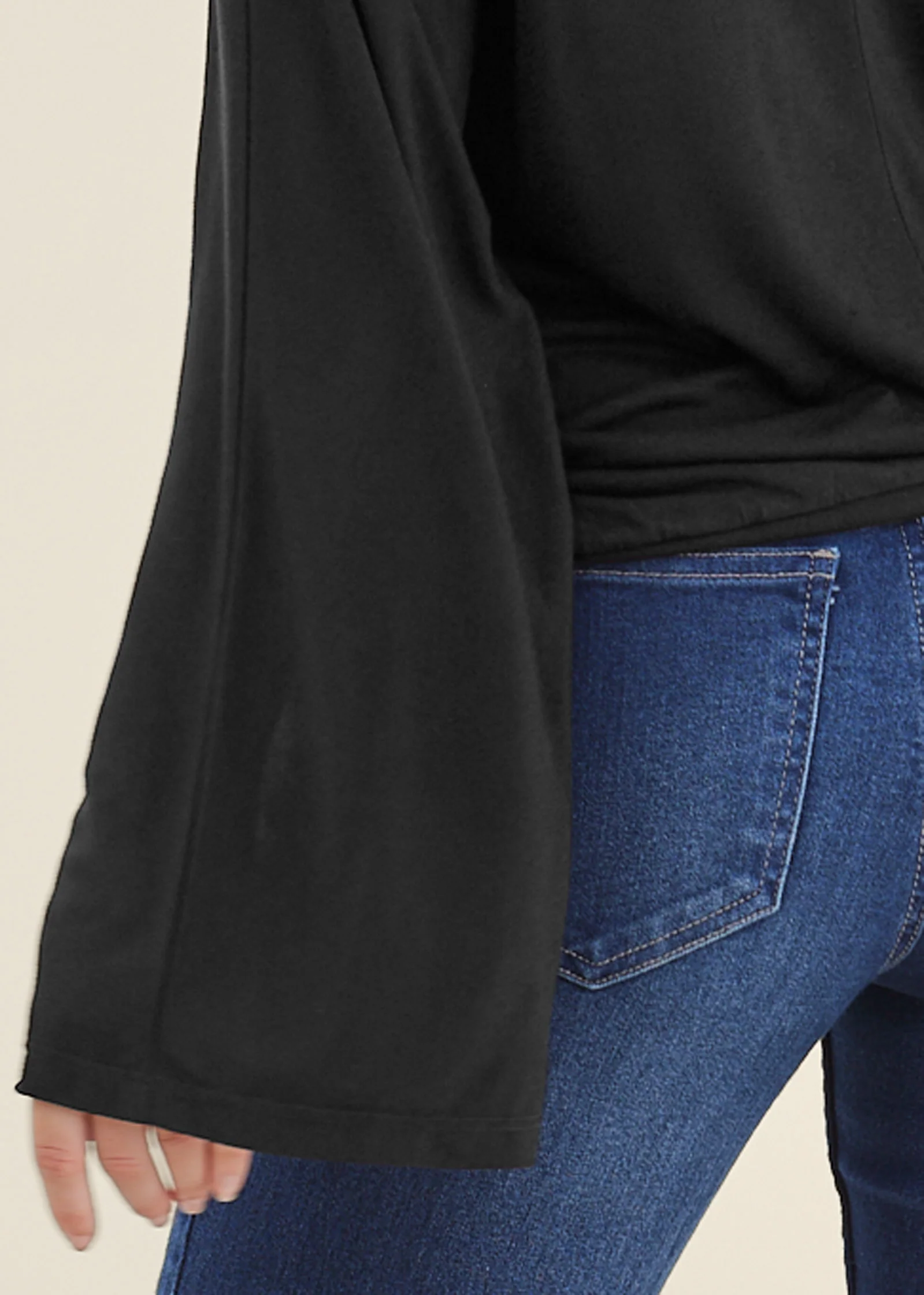 Banded hem top - Black