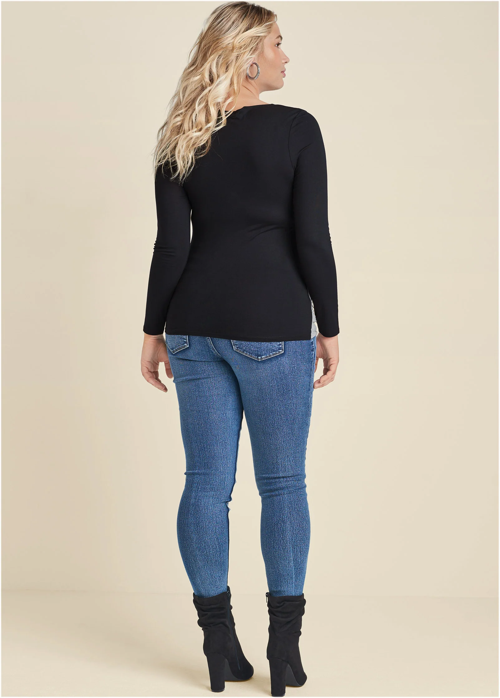 Color block casual top - Black Multi