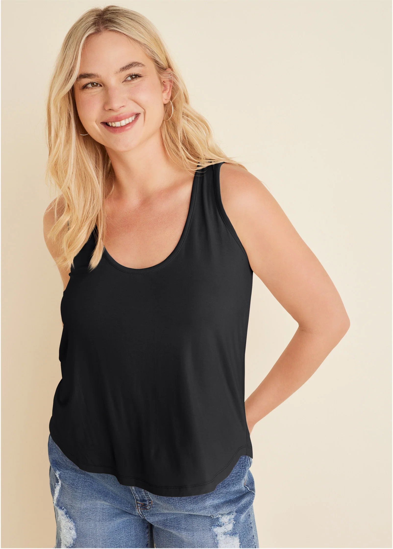 Scoop neck tank - Black