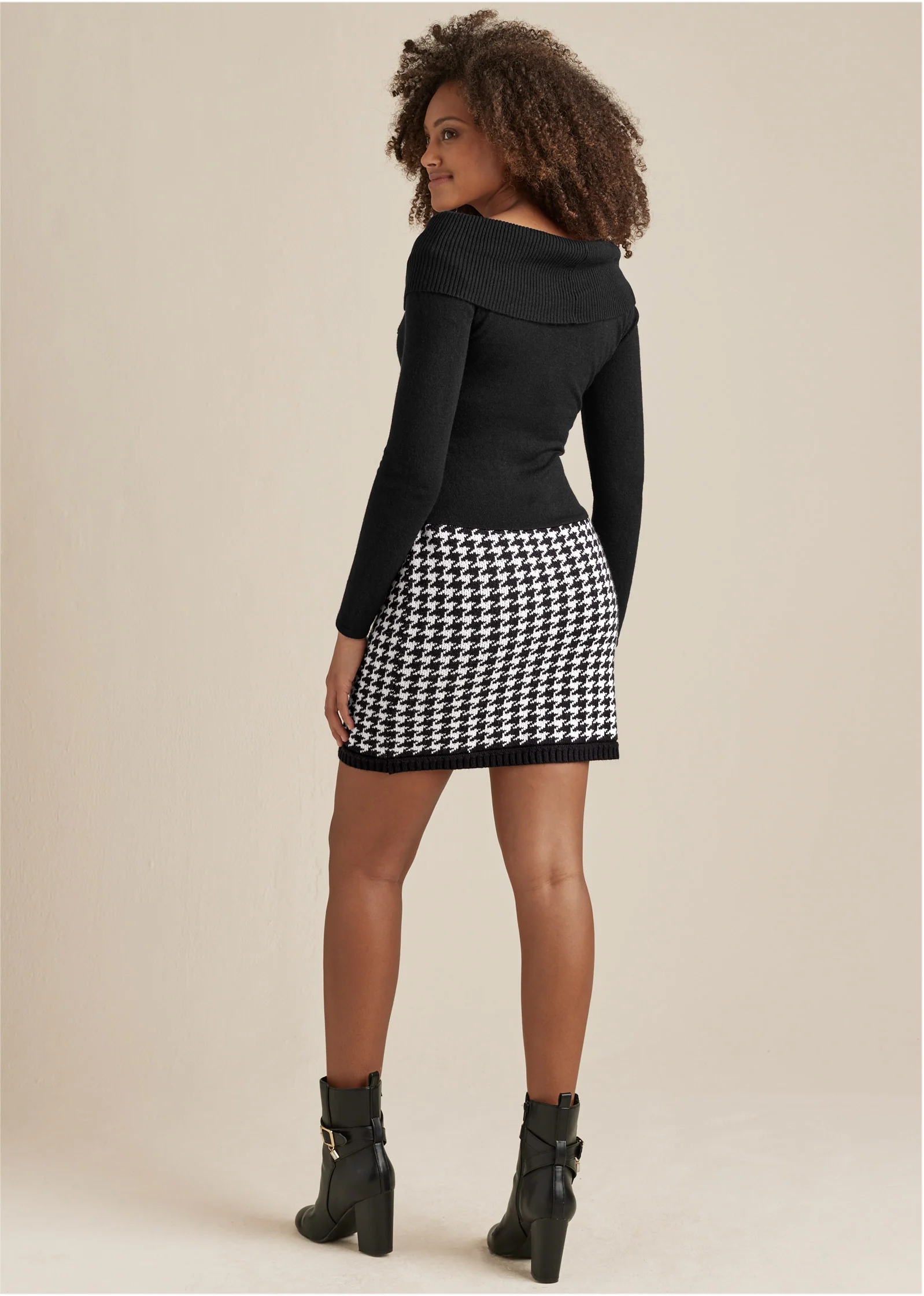 Printed sweater dress - Black Multi