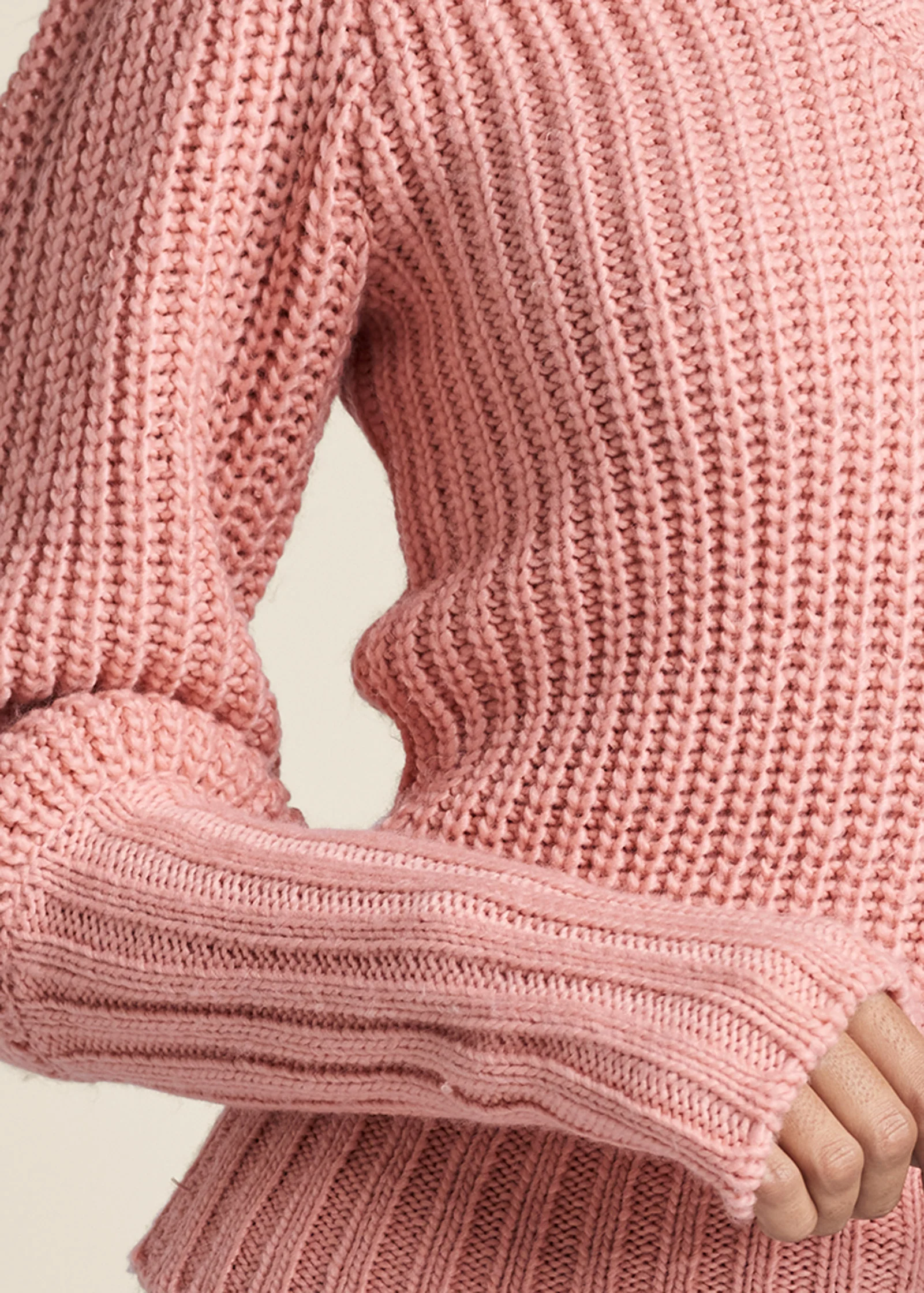 Puff sleeve ribbed v neck sweater - Dusty Pink